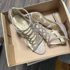 Jessica Simpson Rose Gold and Clear formal heels